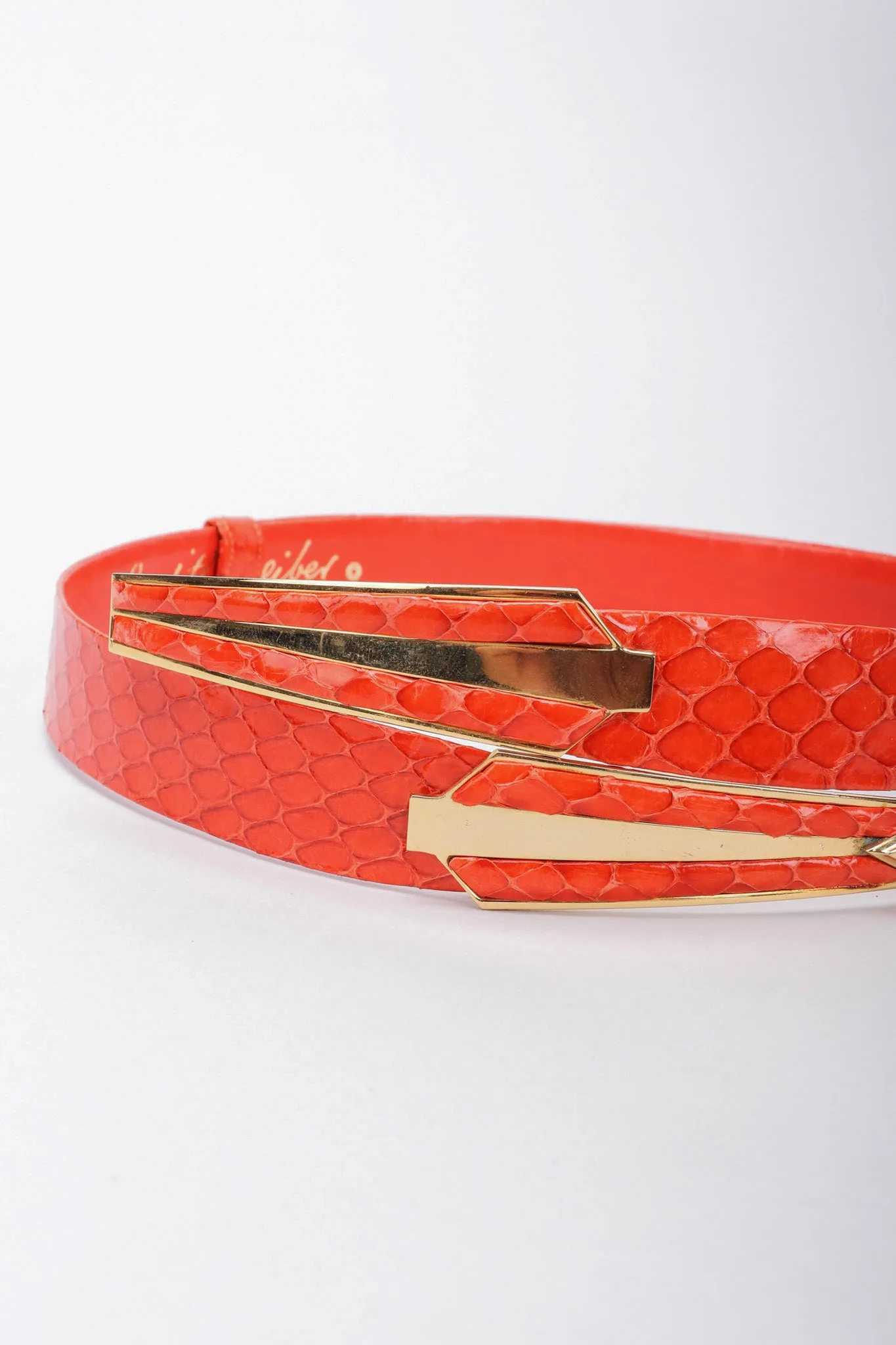 Snakeskin Diamond Shape Buckle Belt