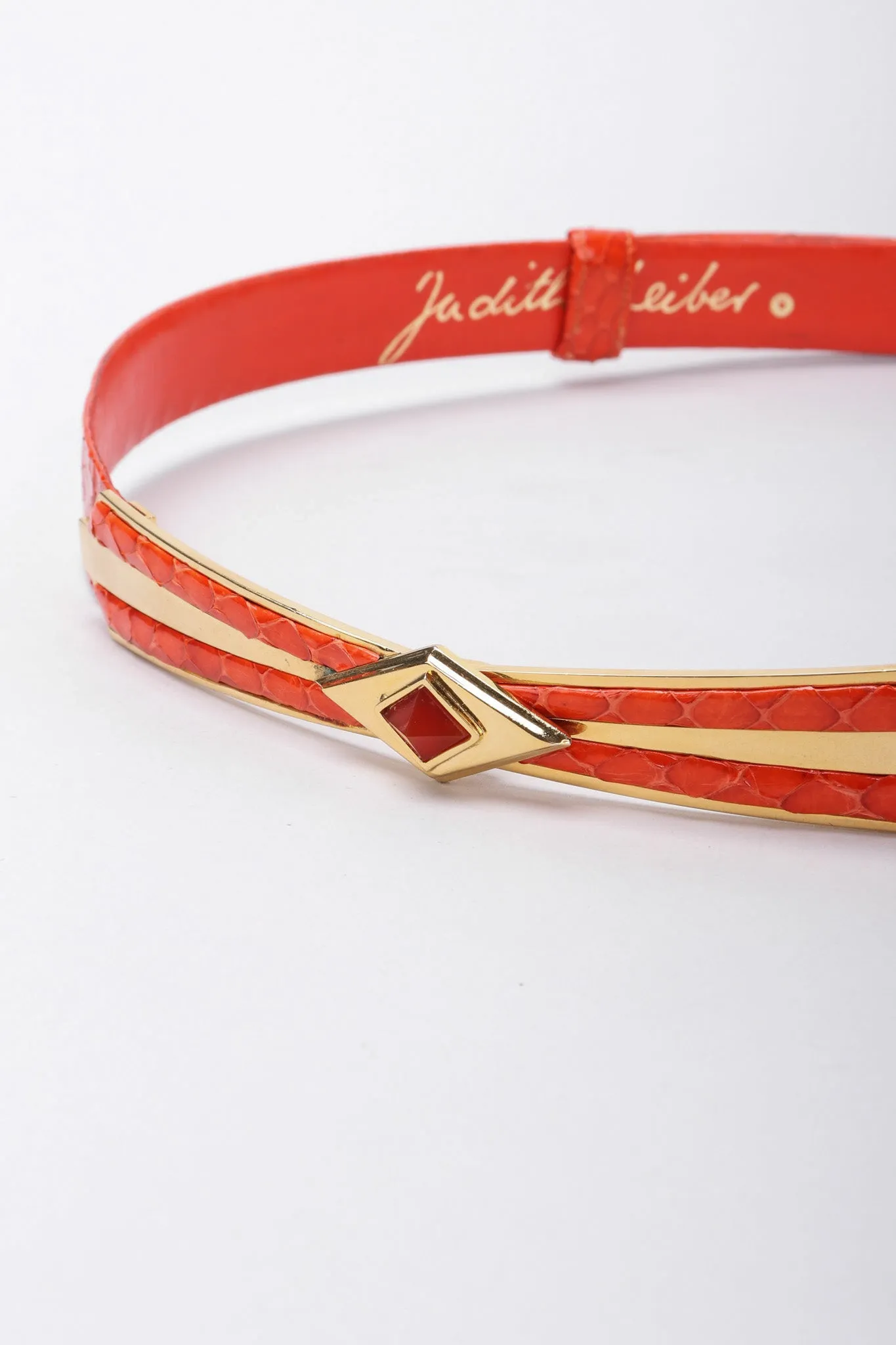 Snakeskin Diamond Shape Buckle Belt