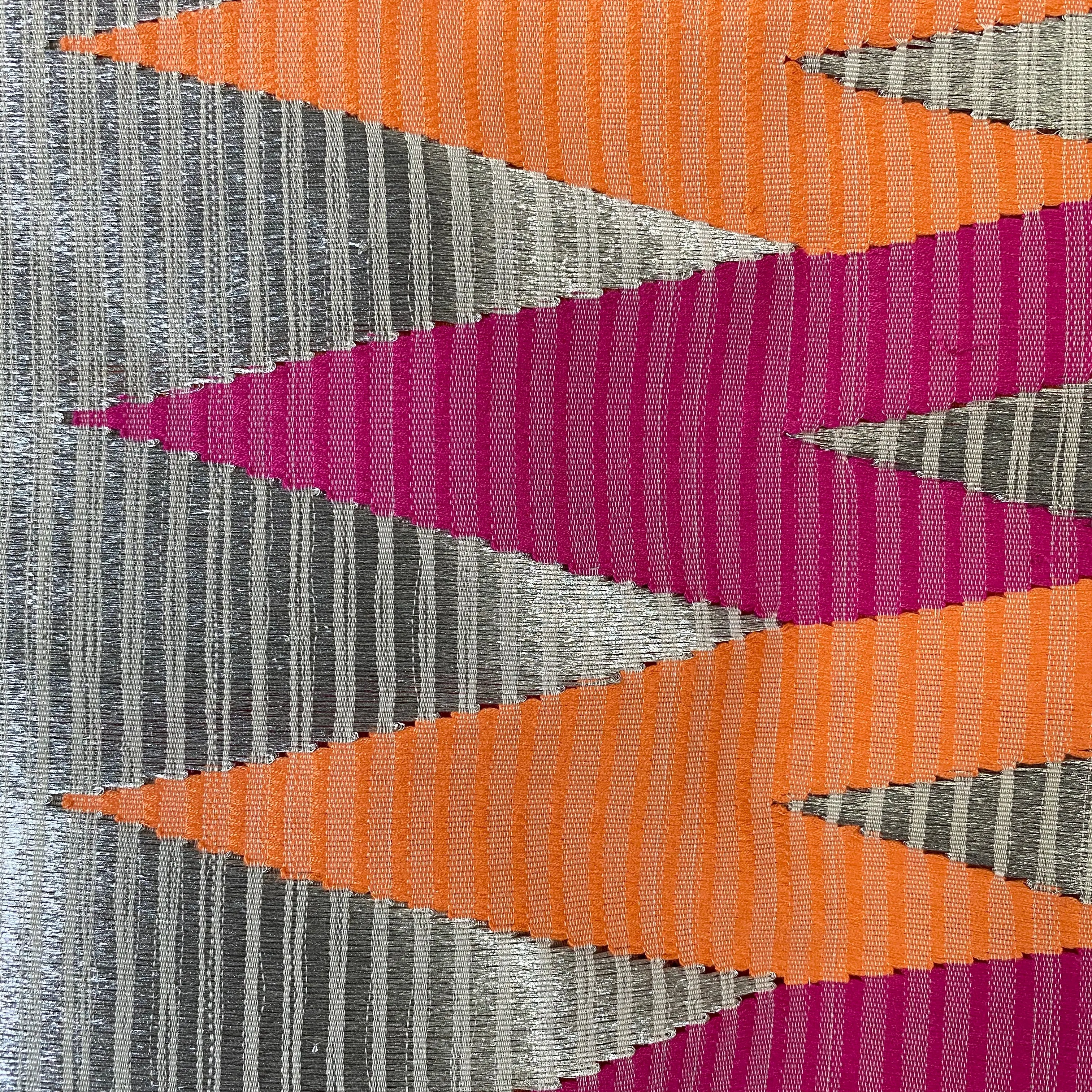 Songket fabric - Silver & Pink