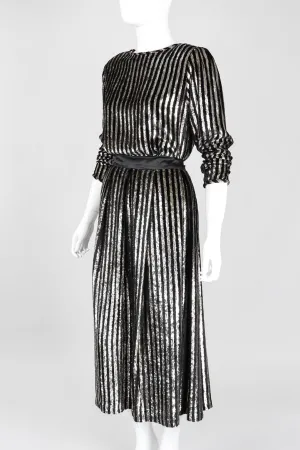 Striped Velvet Lamé Top and Skirt Set