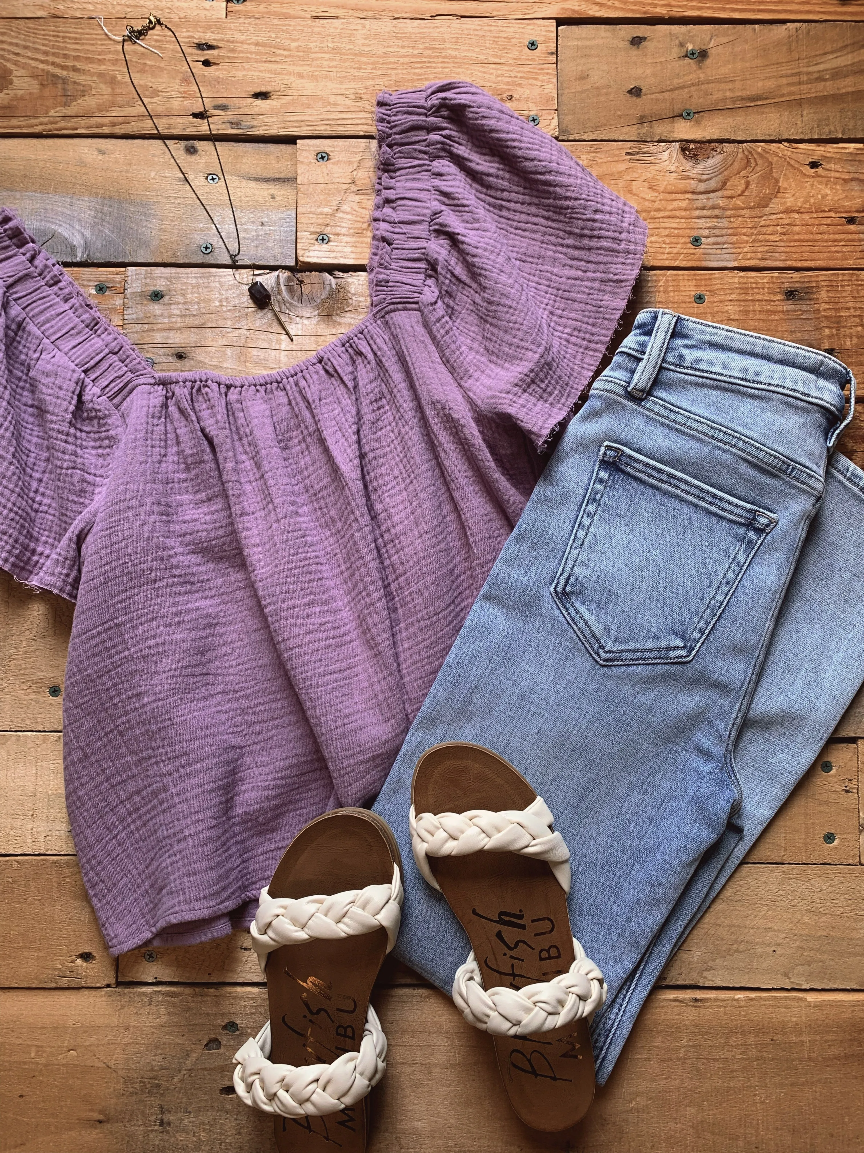 summer gauze lilac top
