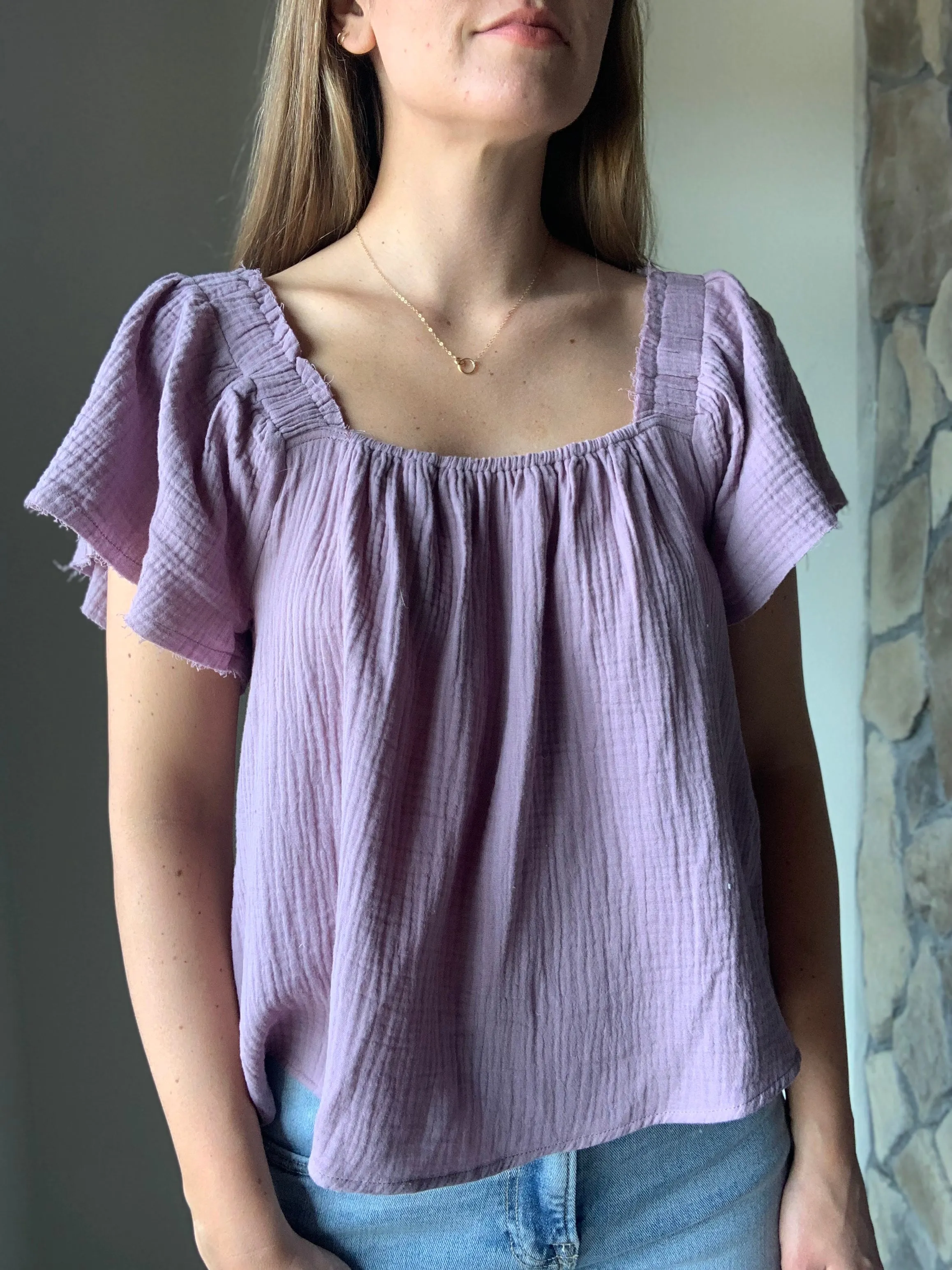 summer gauze lilac top