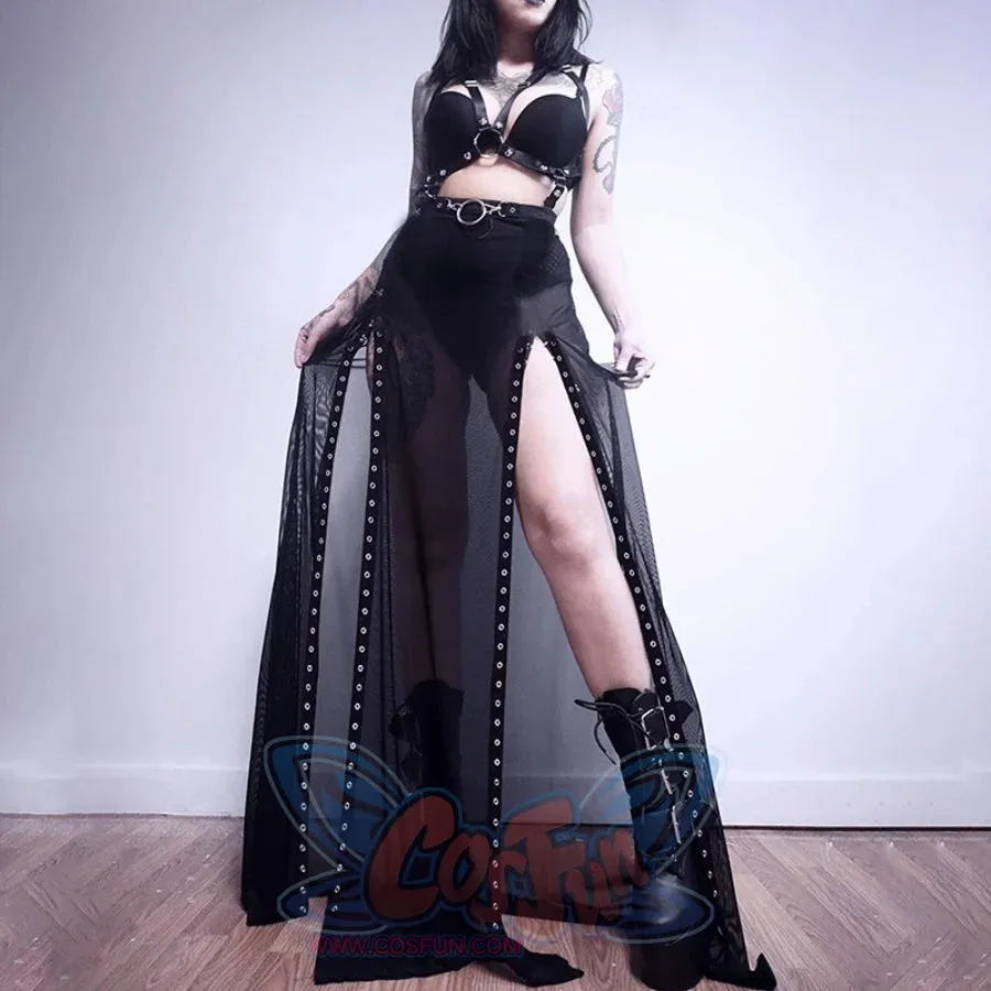 Summer High Waist Big Hemline Gauze Long Skirt S22921