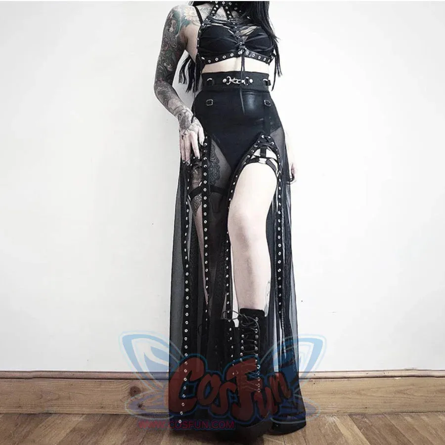 Summer High Waist Big Hemline Gauze Long Skirt S22921