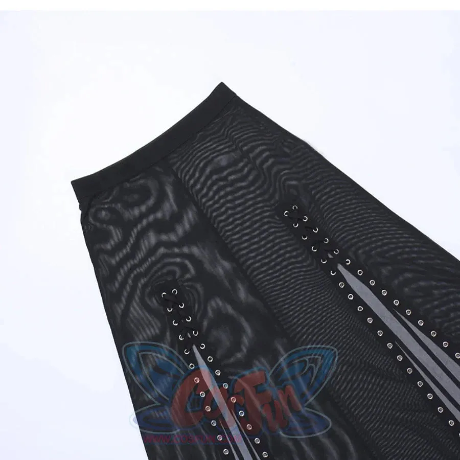 Summer High Waist Big Hemline Gauze Long Skirt S22921