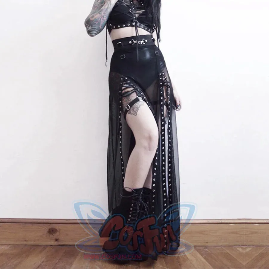 Summer High Waist Big Hemline Gauze Long Skirt S22921