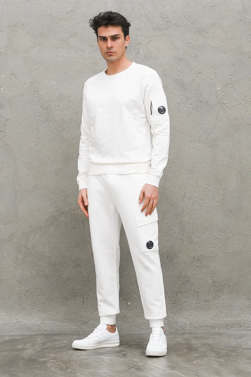 Sweatshirt Crew Neck - Light Fleece - Gauze White