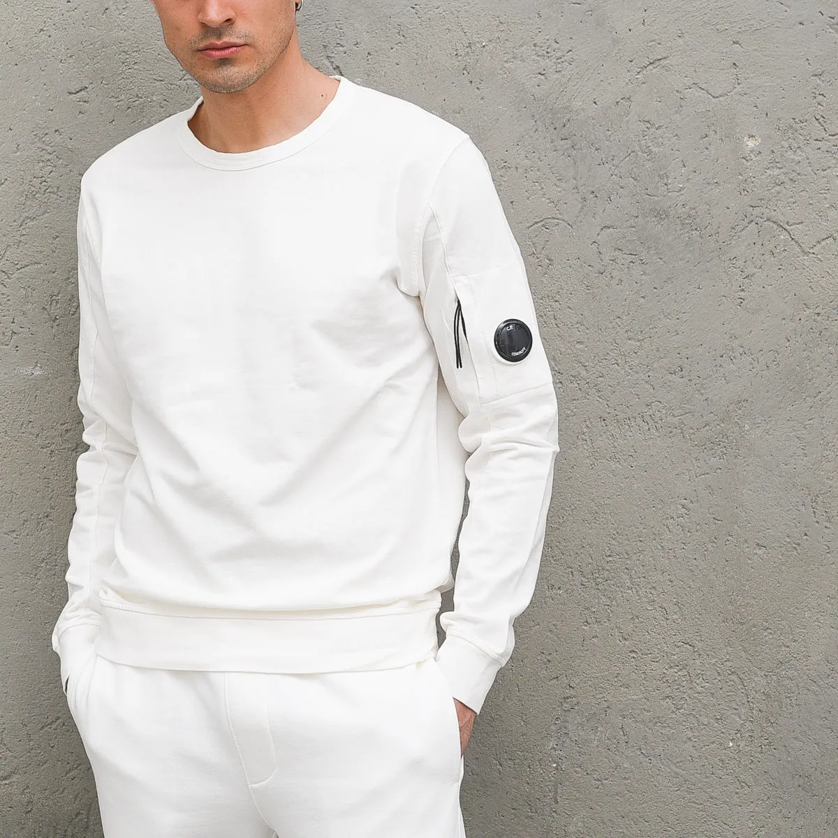Sweatshirt Crew Neck - Light Fleece - Gauze White