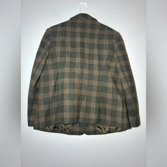 Talbots Brown Plaid Wool Two Button preppy Blazer jacket Career Classic size 12W