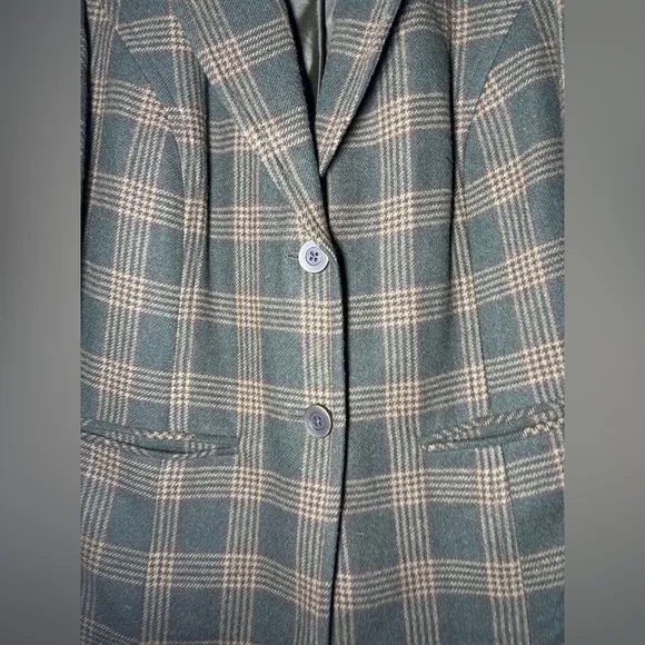 Talbots Brown Plaid Wool Two Button preppy Blazer jacket Career Classic size 12W