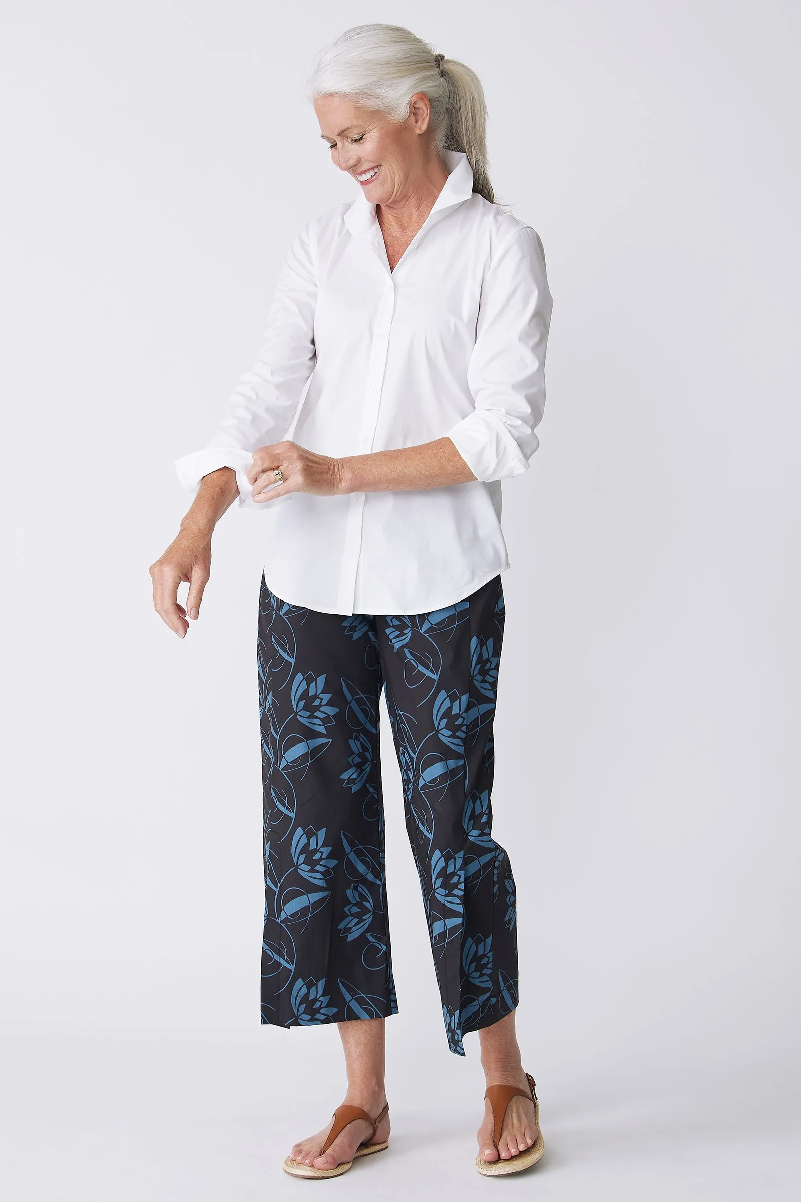 Tami Side Kick Pant - Lotus Print Blue