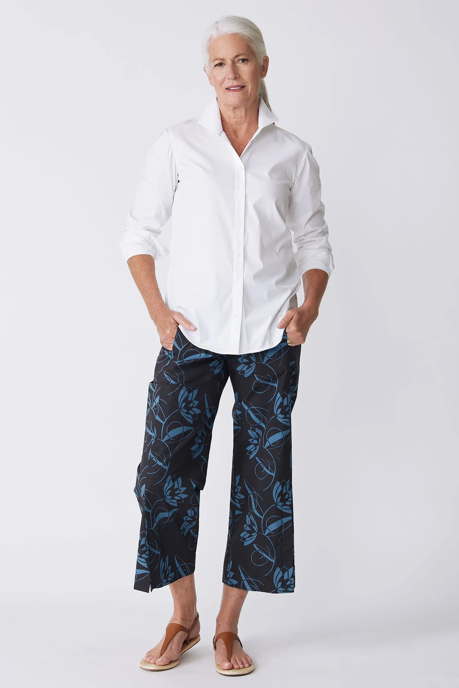 Tami Side Kick Pant - Lotus Print Blue