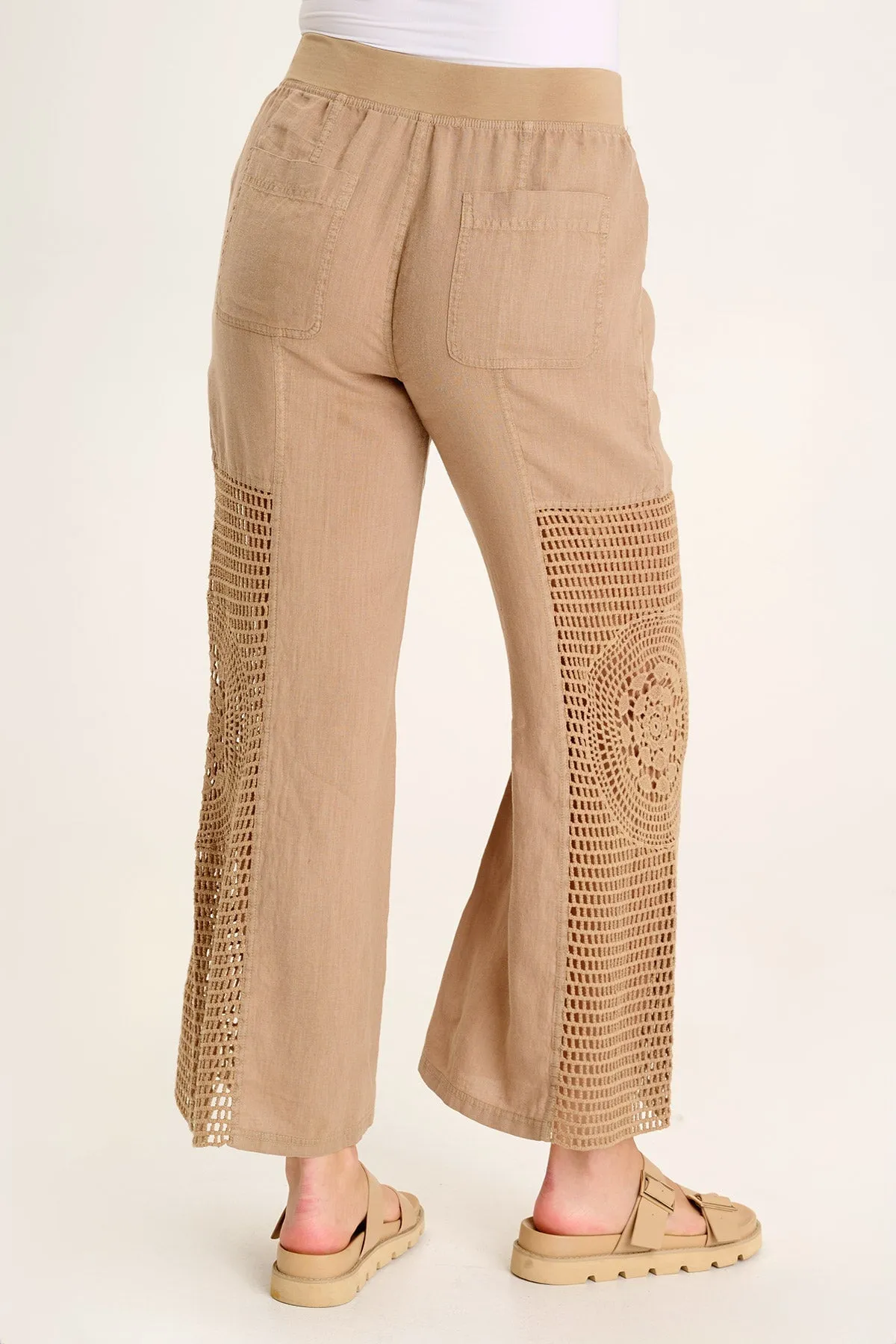 Tangent Linen/Crochet Wide Leg Pant