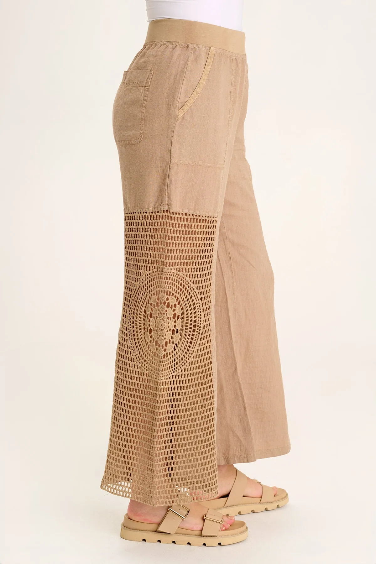Tangent Linen/Crochet Wide Leg Pant
