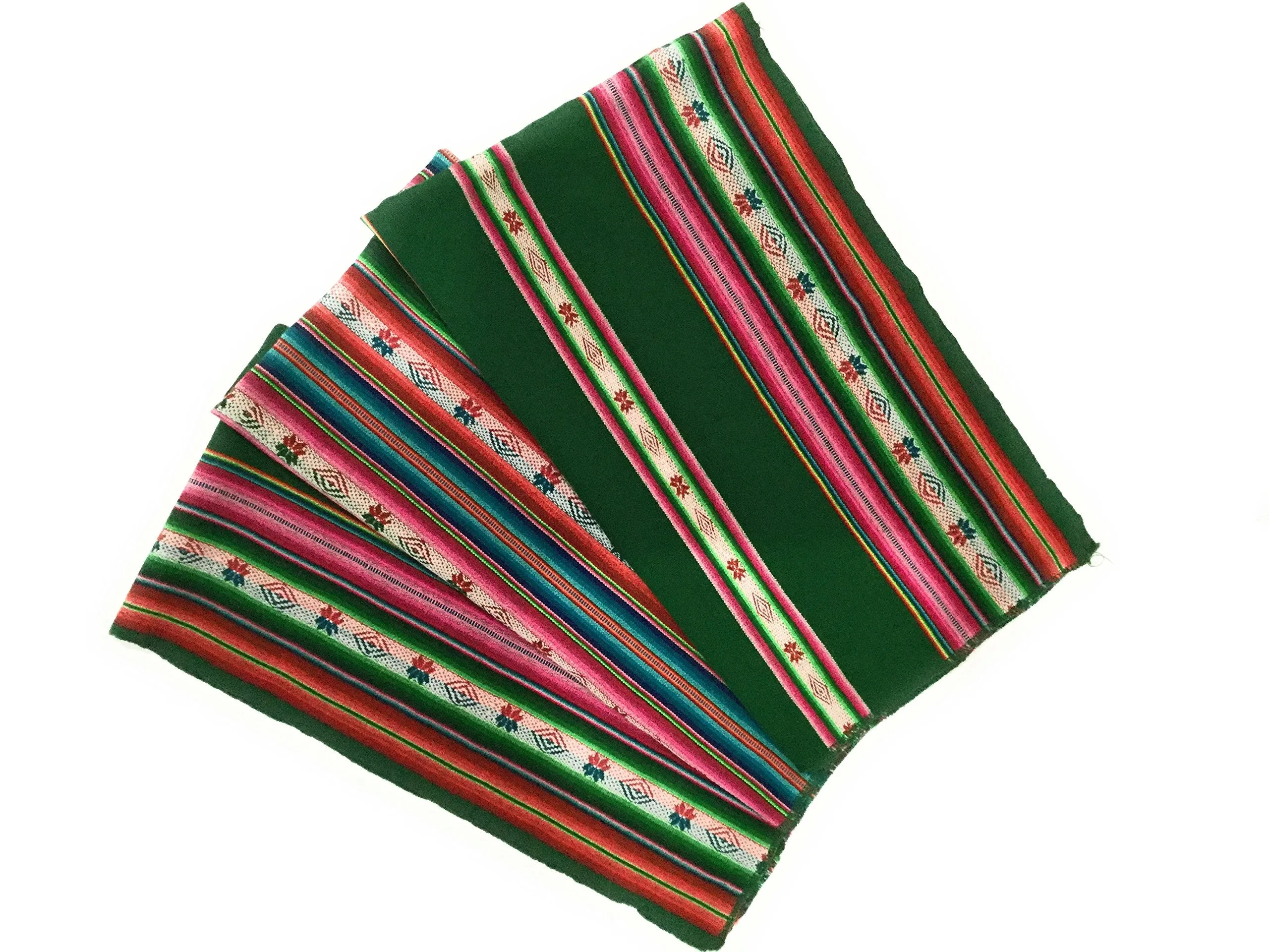 Tapestry Throw Blanket Manta Peruvian Art, Green 45" L x 46" W