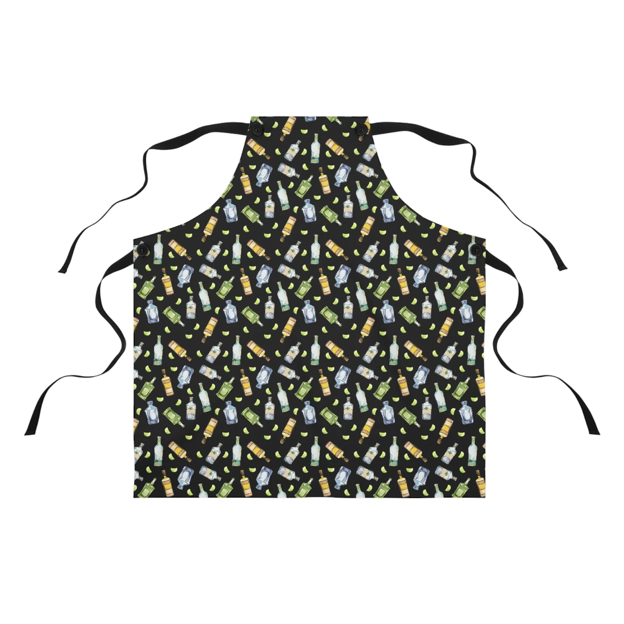 Tequila Bottle Pattern Black Apron