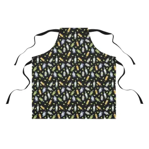 Tequila Bottle Pattern Black Apron