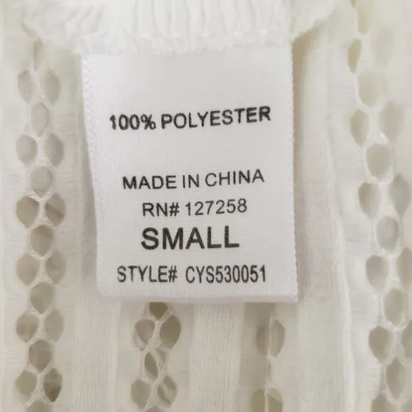 The Coverii White Lace Embroidered Textured Raw Hem Knee Length Full Skirt S