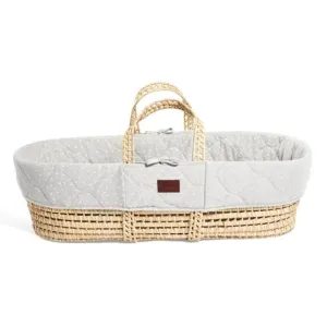 THE LITTLE GREEN SHEEP Natural Moses Basket & Mattress and Stand - Dove Rice
