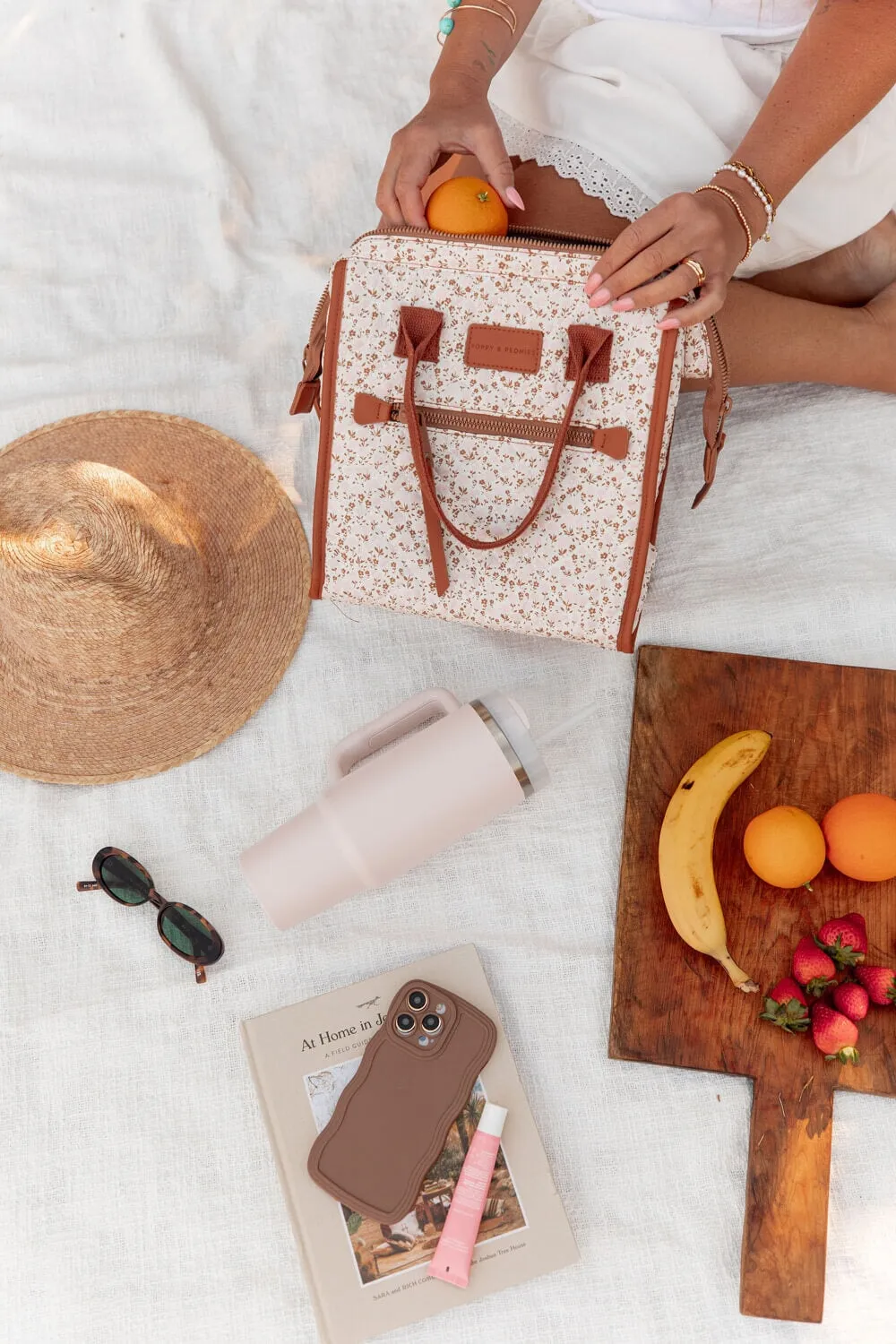 the LUNCH BAG quilted Brown Floral