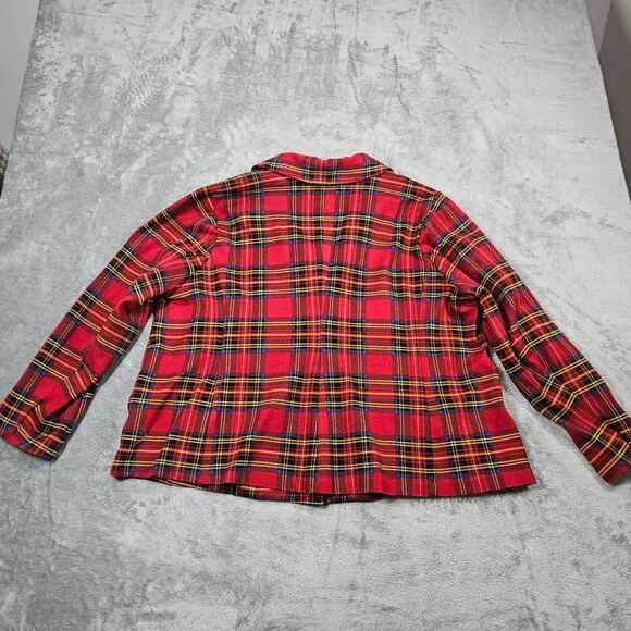 Torrid Betsey Johnson Blazer Womens 3X Red Plaid Preppy Academia Ponte Jacket
