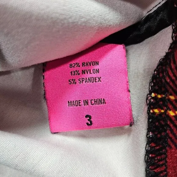 Torrid Betsey Johnson Blazer Womens 3X Red Plaid Preppy Academia Ponte Jacket
