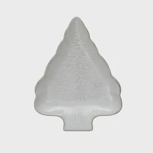 TREE SHAPED STONEWARE PLATE W/ TREE DESIGN