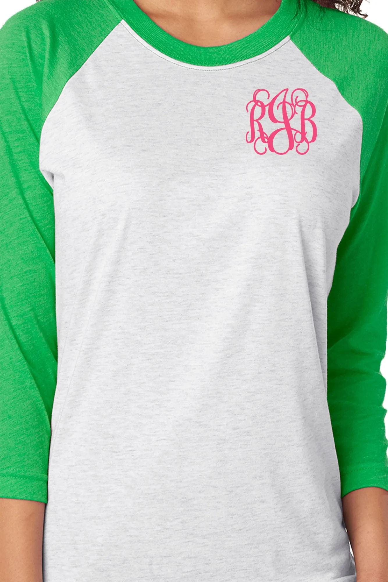 Tri-Blend Unisex 3/4 Raglan, Envy/Heather White *Personalize It!