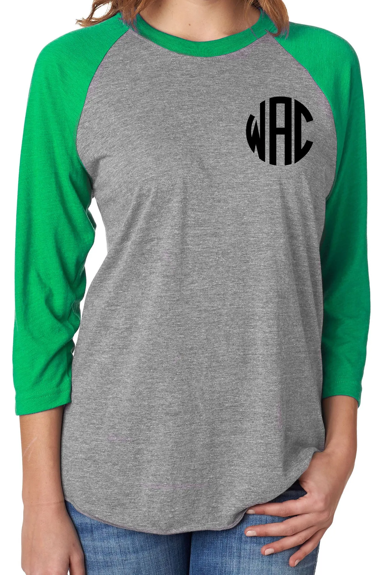 Tri-Blend Unisex 3/4 Raglan, Envy/Premium Heather *Personalize It!