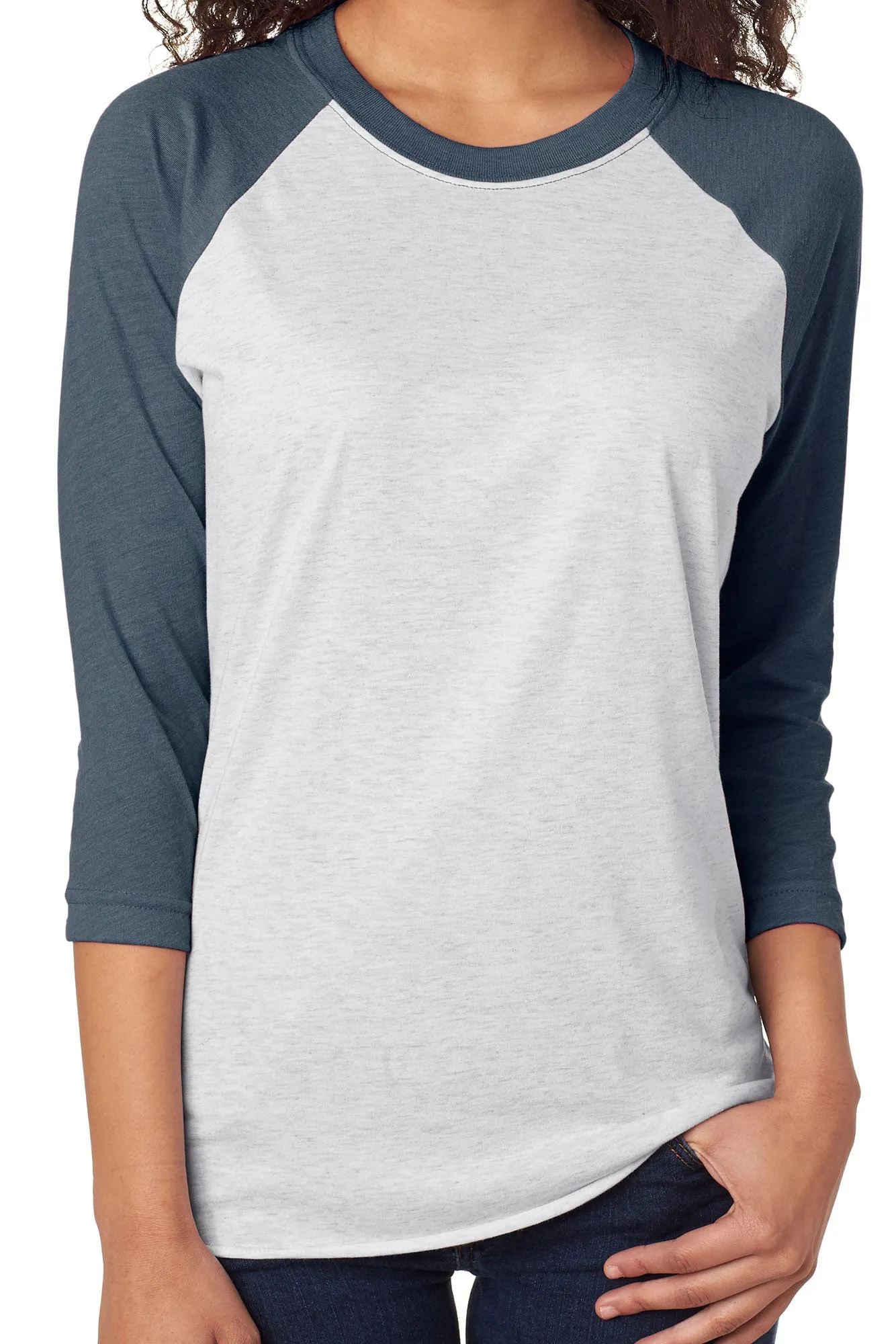 Tri-Blend Unisex 3/4 Raglan, Indigo/Heather White *Personalize It!
