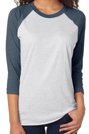 Tri-Blend Unisex 3/4 Raglan, Indigo/Heather White *Personalize It!