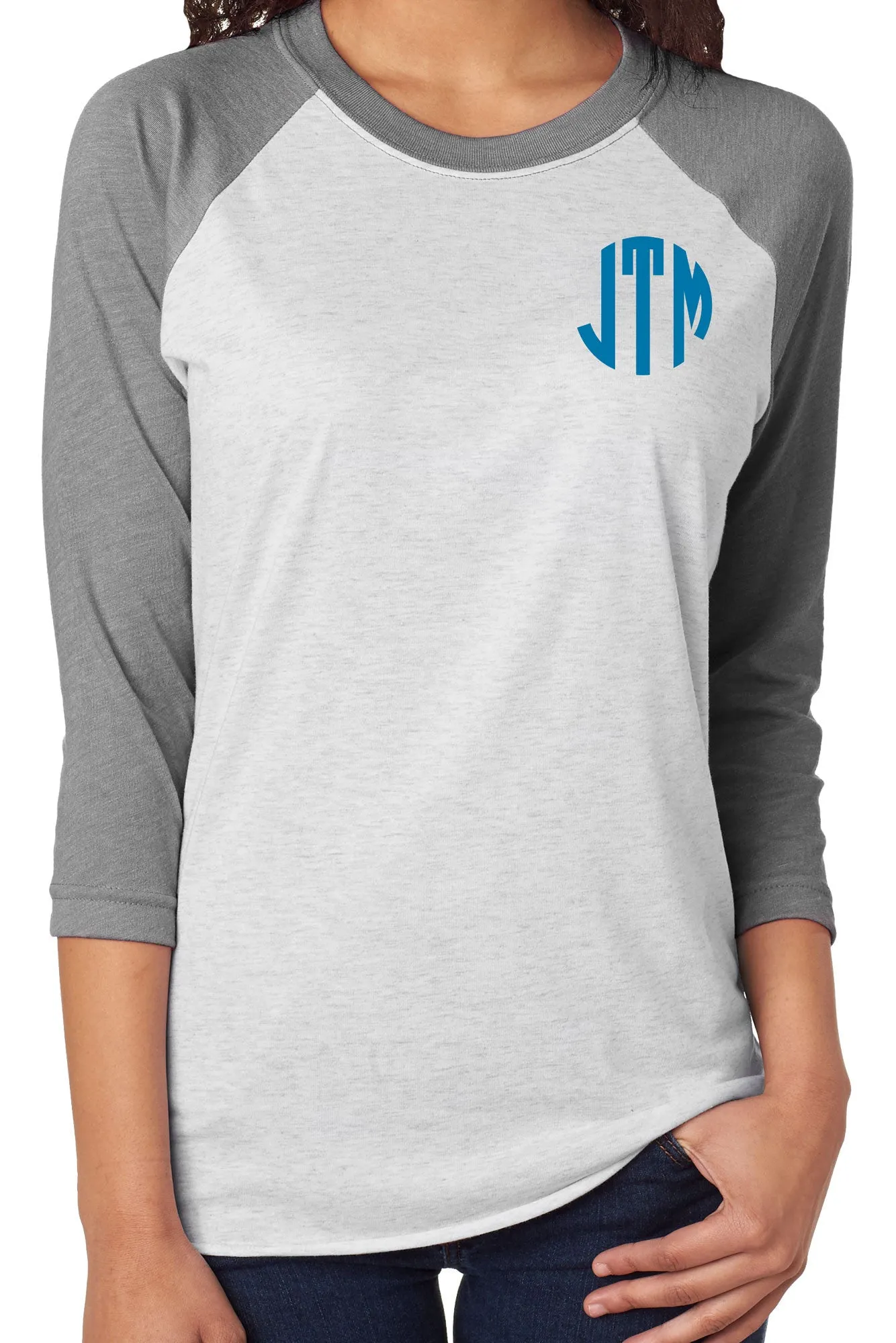 Tri-Blend Unisex 3/4 Raglan, Premium Heather/Heather White *Personalize It!