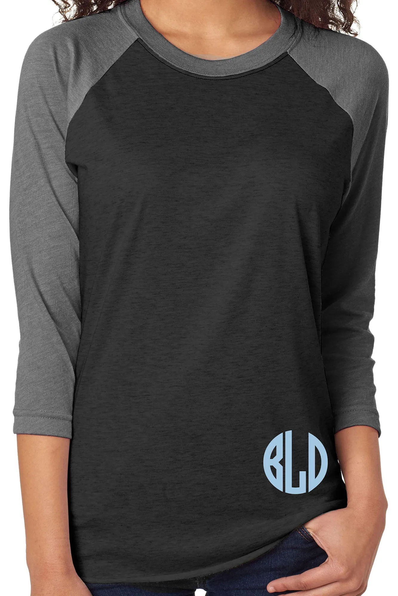 Tri-Blend Unisex 3/4 Raglan, Premium Heather/Vintage Black *Personalize It!