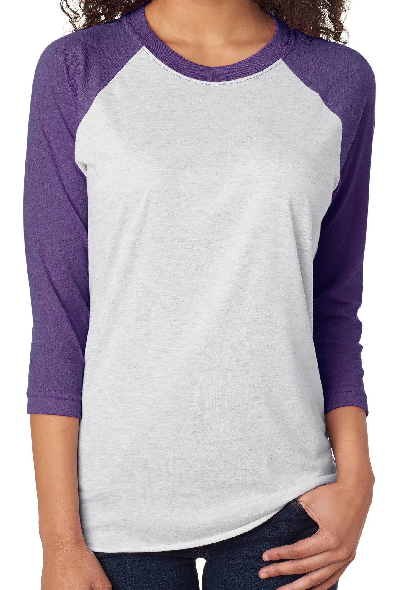 Tri-Blend Unisex 3/4 Raglan, Purple Rush/Heather White *Personalize It!