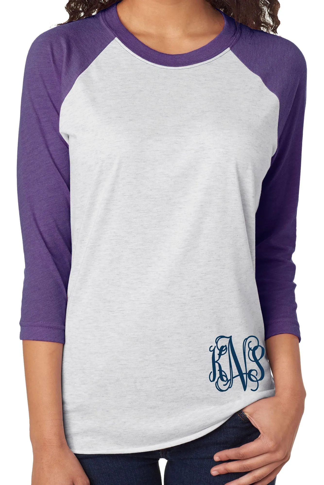 Tri-Blend Unisex 3/4 Raglan, Purple Rush/Heather White *Personalize It!