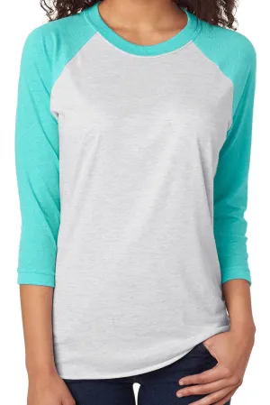 Tri-Blend Unisex 3/4 Raglan, Tahiti/Heather White *Personalize It!
