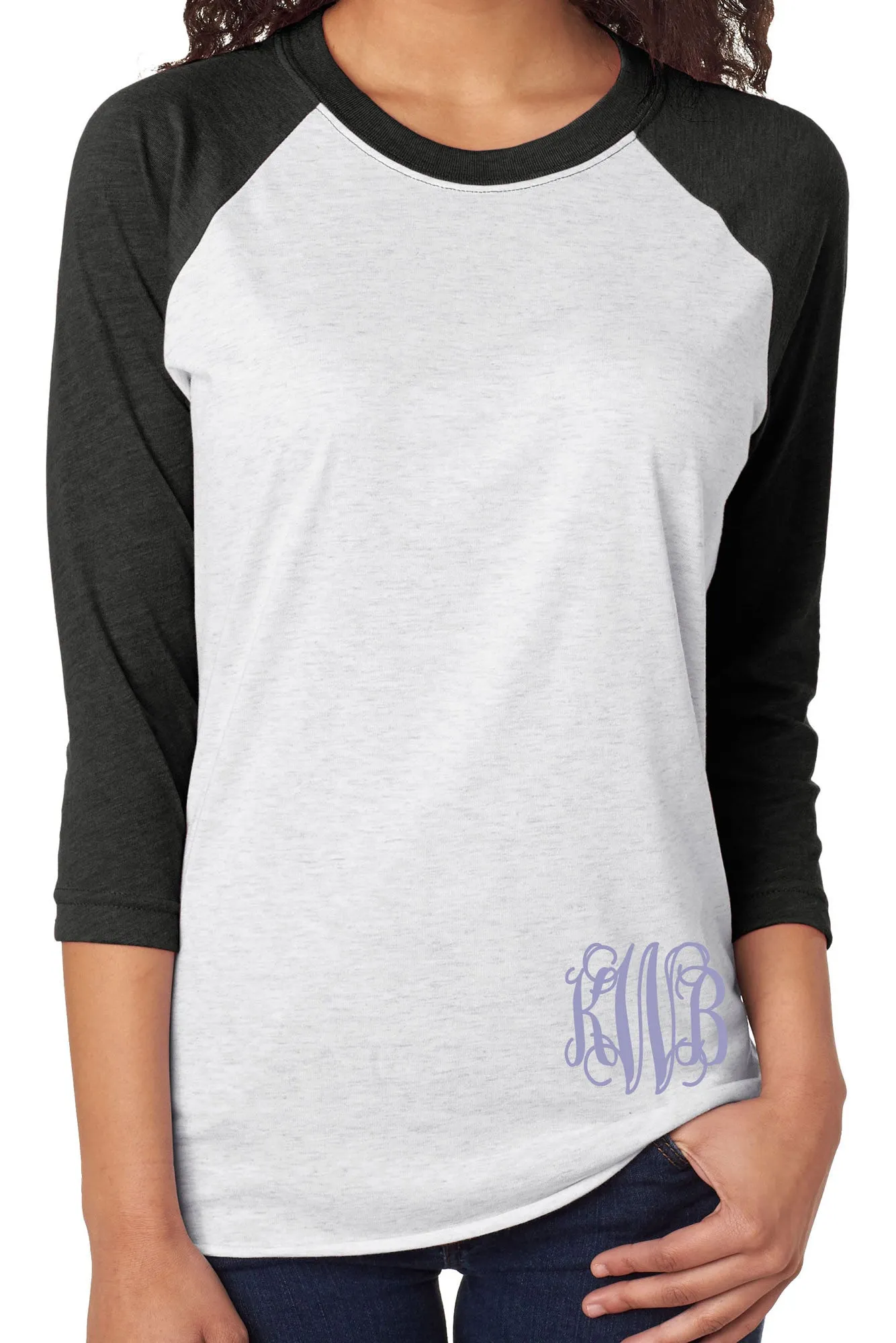 Tri-Blend Unisex 3/4 Raglan, Vintage Black/Heather White *Personalize It!
