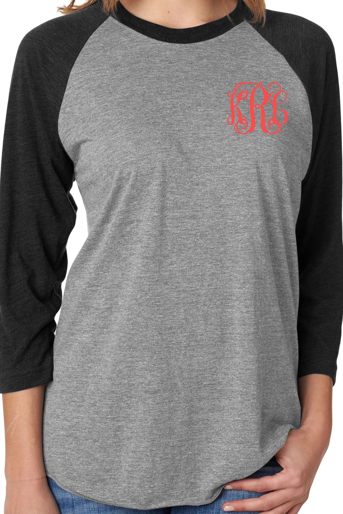 Tri-Blend Unisex 3/4 Raglan, Vintage Black/Premium Heather *Personalize It!