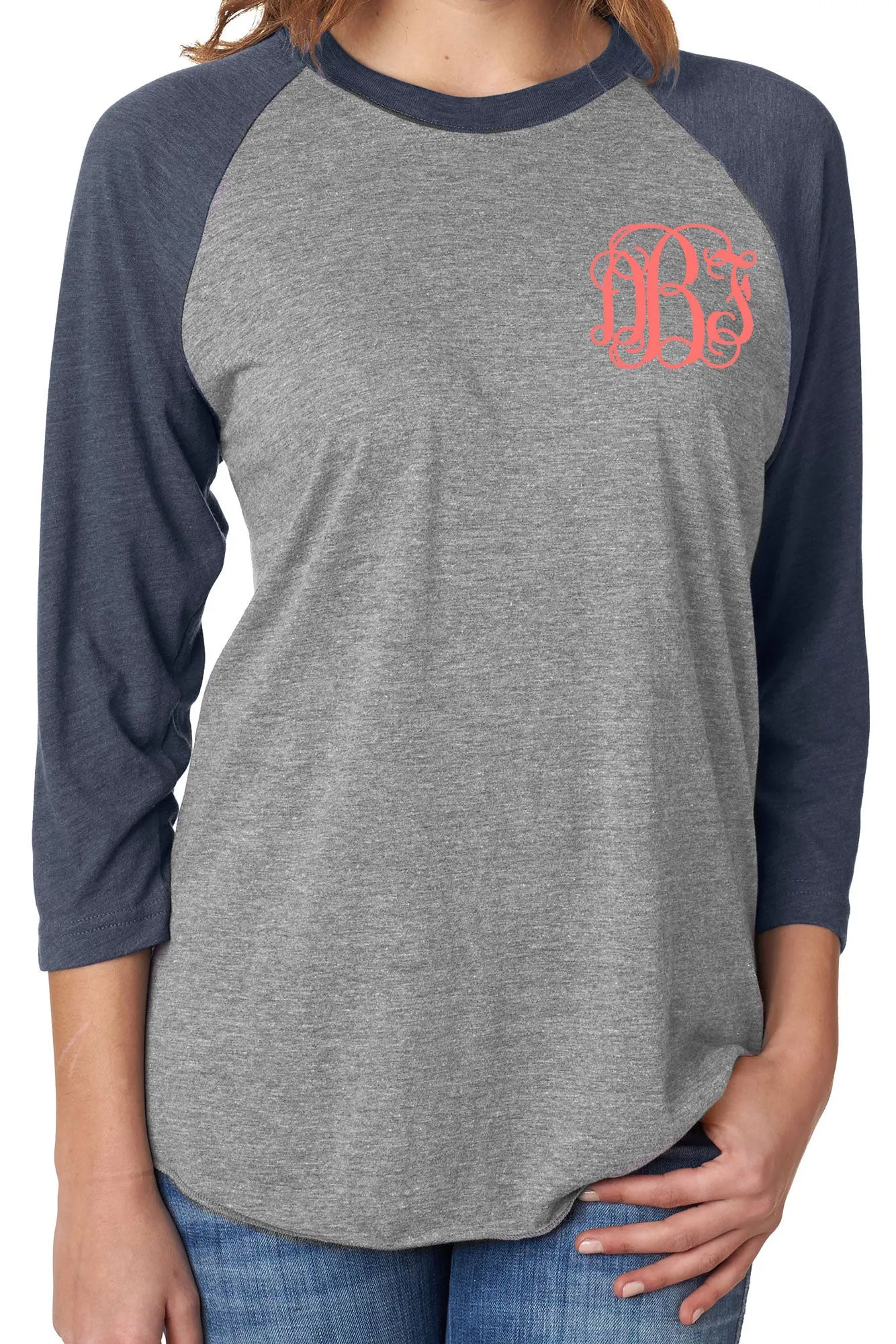 Tri-Blend Unisex 3/4 Raglan, Vintage Navy/Premium Heather *Personalize It!