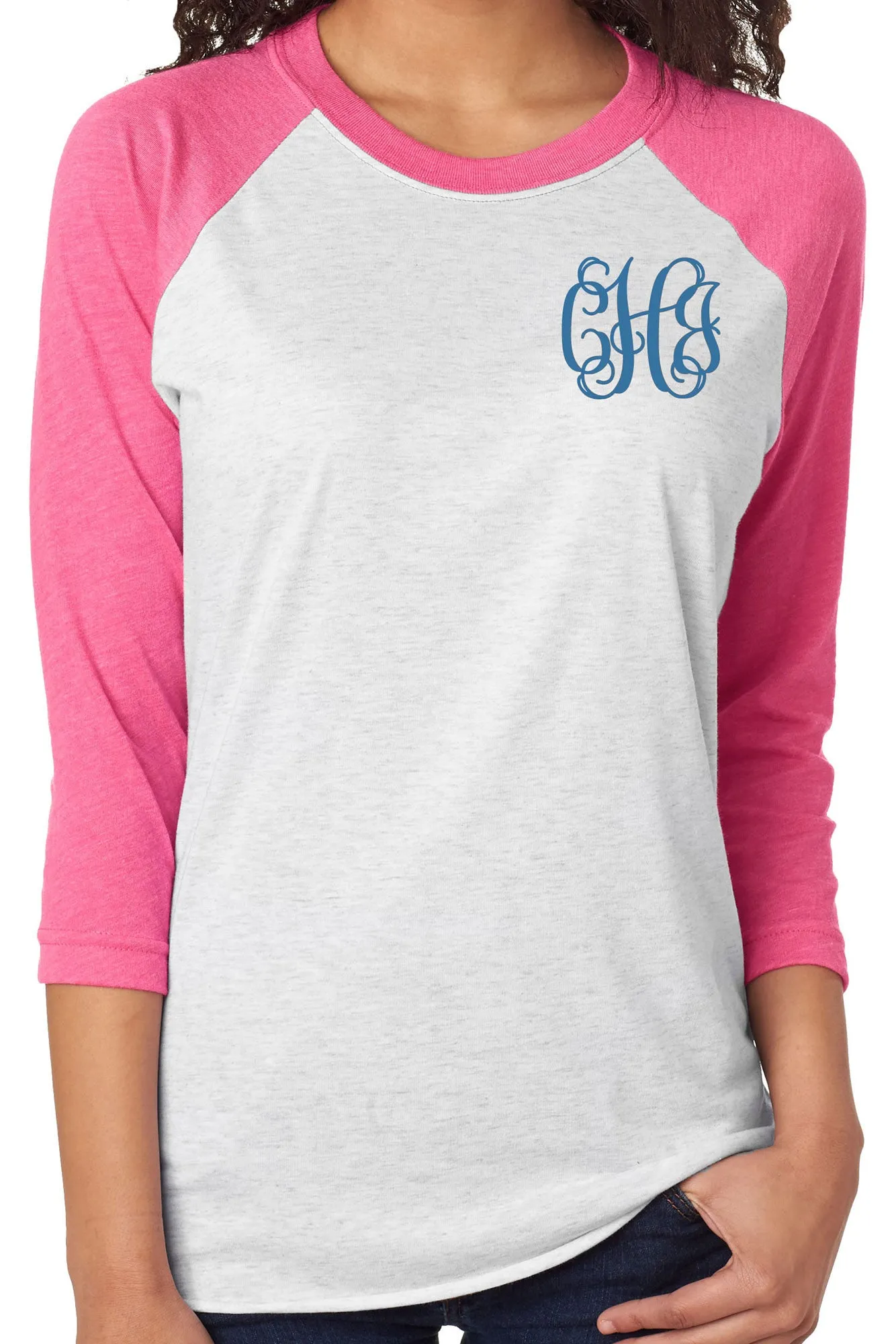 Tri-Blend Unisex 3/4 Raglan, Vintage Pink/Heather White *Personalize It!