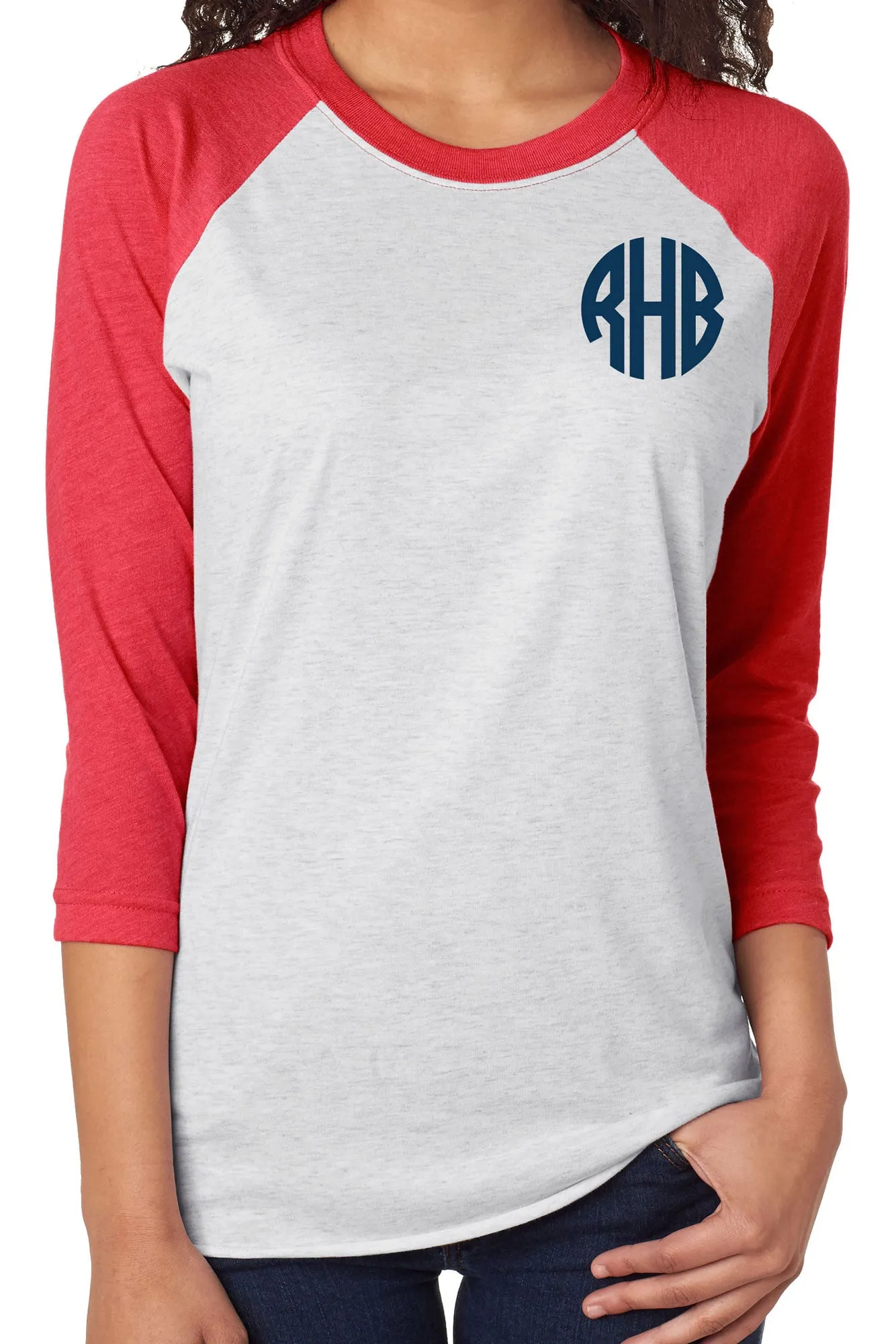 Tri-Blend Unisex 3/4 Raglan, Vintage Red/Heather White *Personalize It!