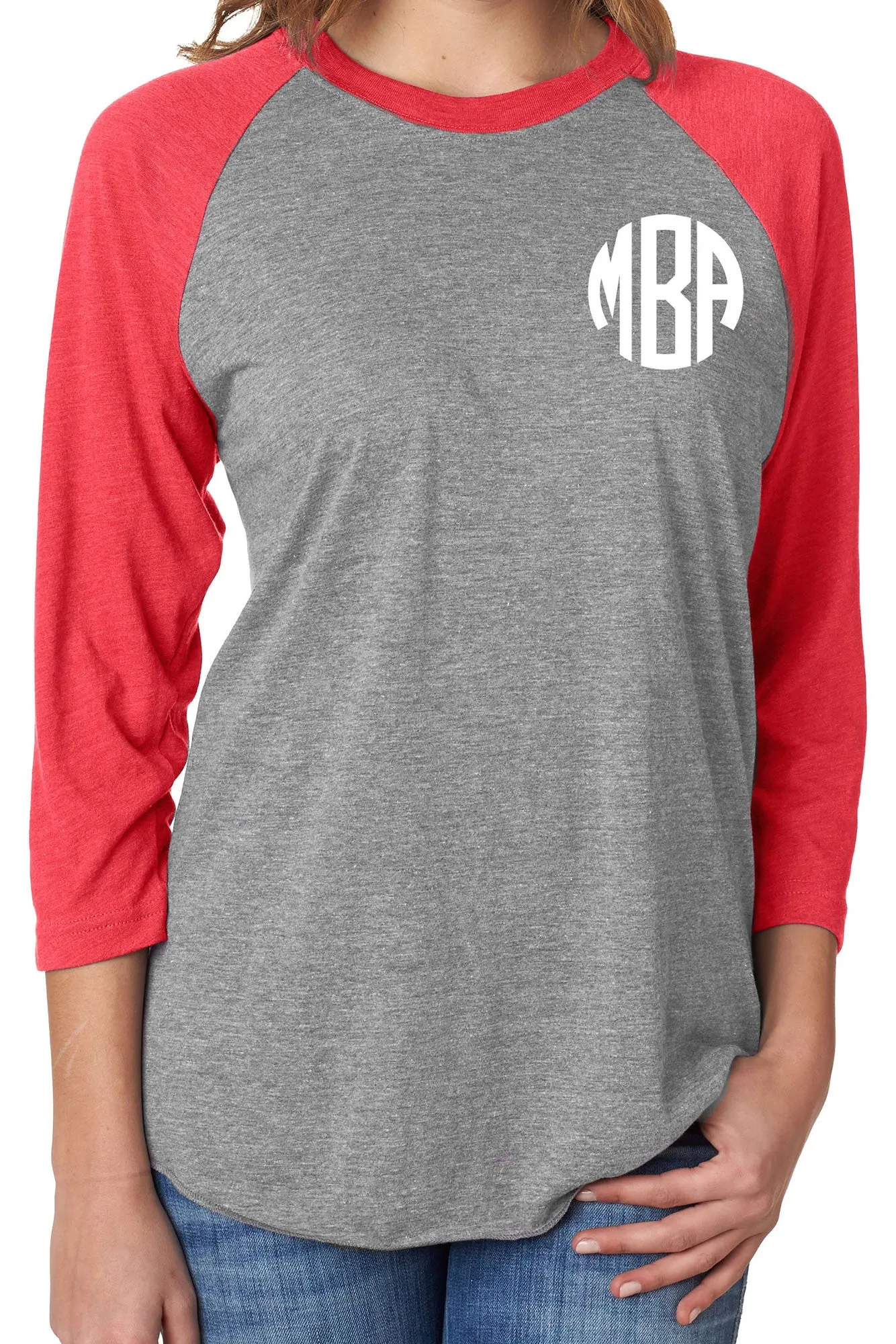 Tri-Blend Unisex 3/4 Raglan, Vintage Red/Premium Heather *Personalize It!