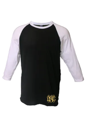 Tultex Unisex Fine Jersey Raglan Tee, Black/White *Personalize It!