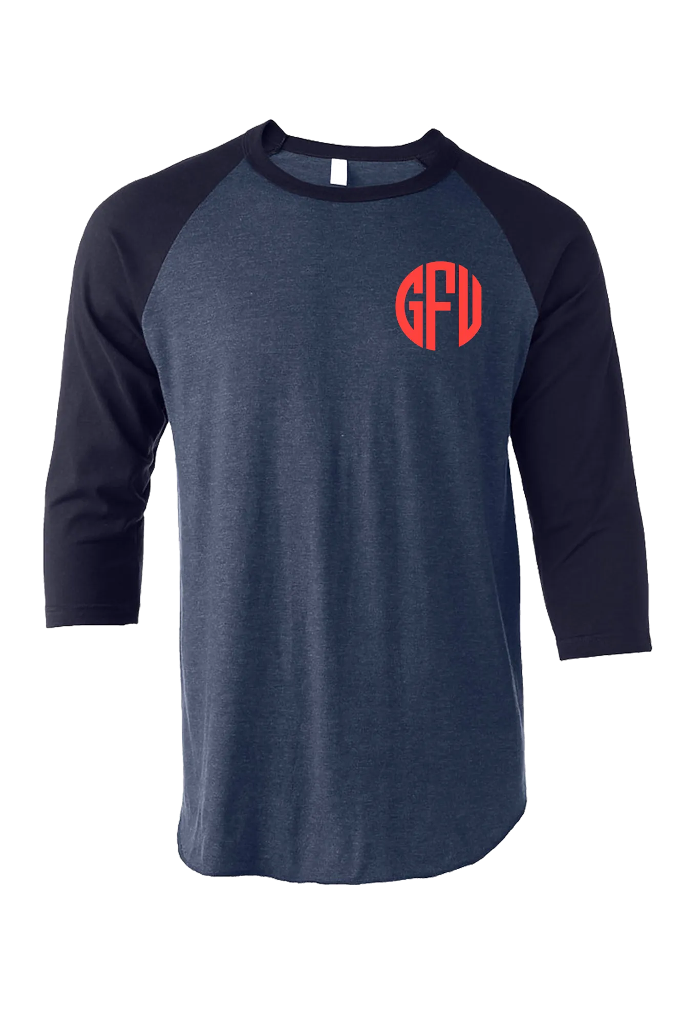 Tultex Unisex Fine Jersey Raglan Tee, Heather Denim/Navy *Personalize It!