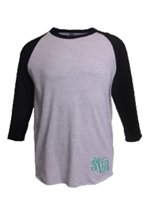 Tultex Unisex Fine Jersey Raglan Tee, Heather Gray/Black *Personalize It!