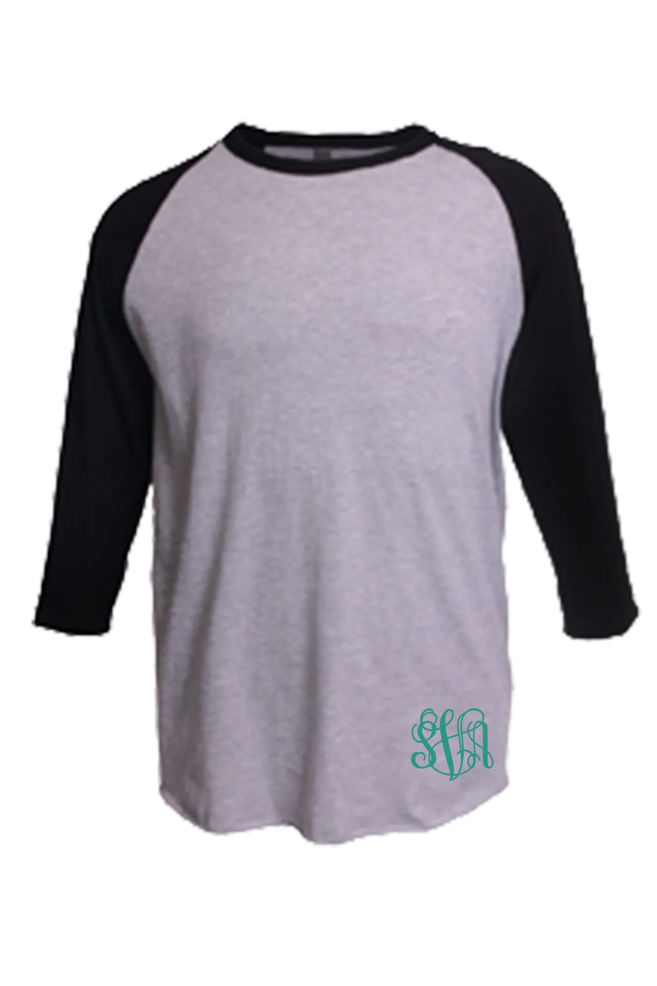 Tultex Unisex Fine Jersey Raglan Tee, Heather Gray/Black *Personalize It!