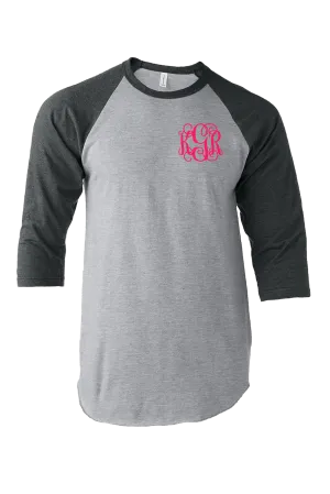 Tultex Unisex Fine Jersey Raglan Tee, Heather Gray/Heather Charcoal *Personalize It!