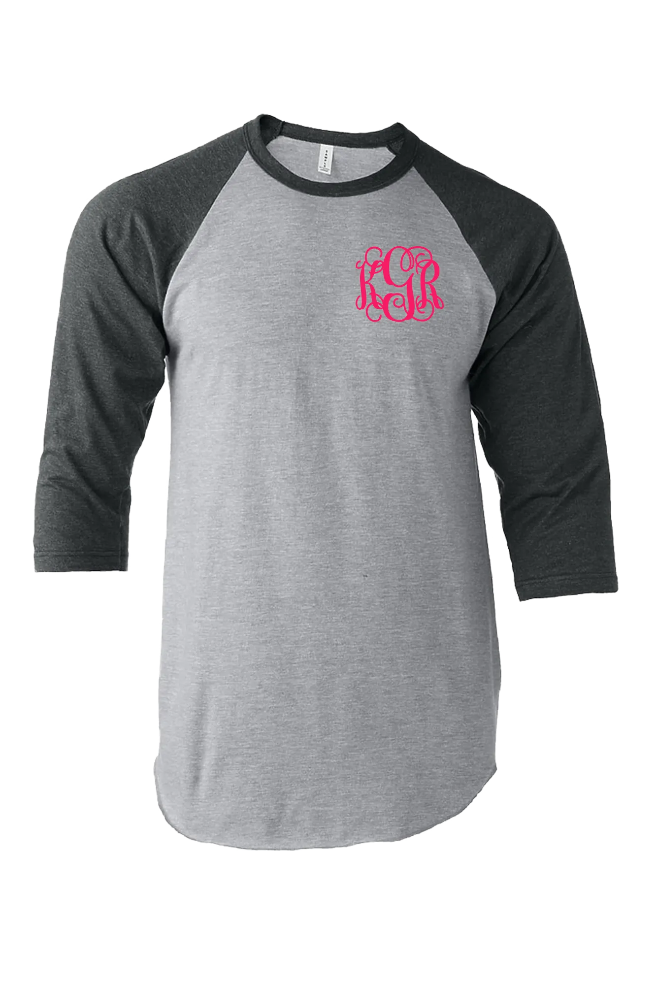 Tultex Unisex Fine Jersey Raglan Tee, Heather Gray/Heather Charcoal *Personalize It!