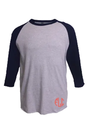 Tultex Unisex Fine Jersey Raglan Tee, Heather Gray/Heather Navy *Personalize It!