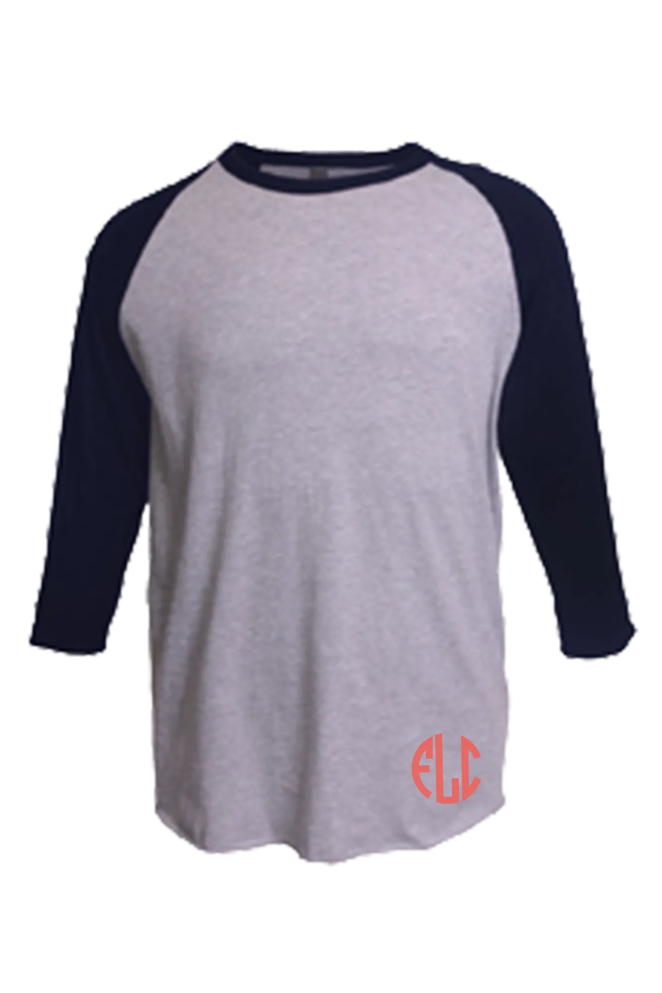 Tultex Unisex Fine Jersey Raglan Tee, Heather Gray/Heather Navy *Personalize It!